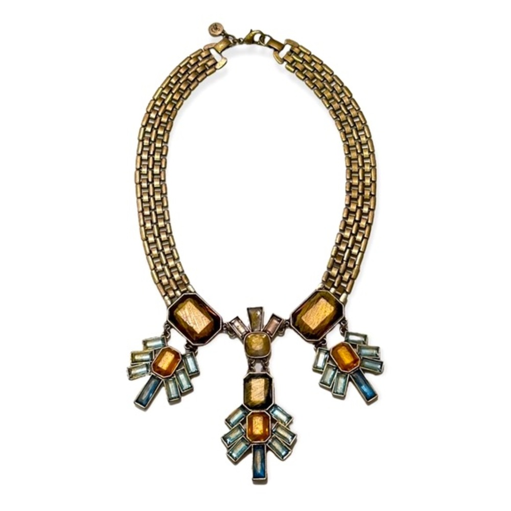 SAM EDELMAN Gold Tone Necklace With Multi Color Stones